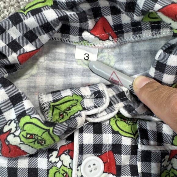 Dr. Seuss Christmas The Grinch pajamas size 3 button up Super soft kids PJ's - Picture 2 of 10